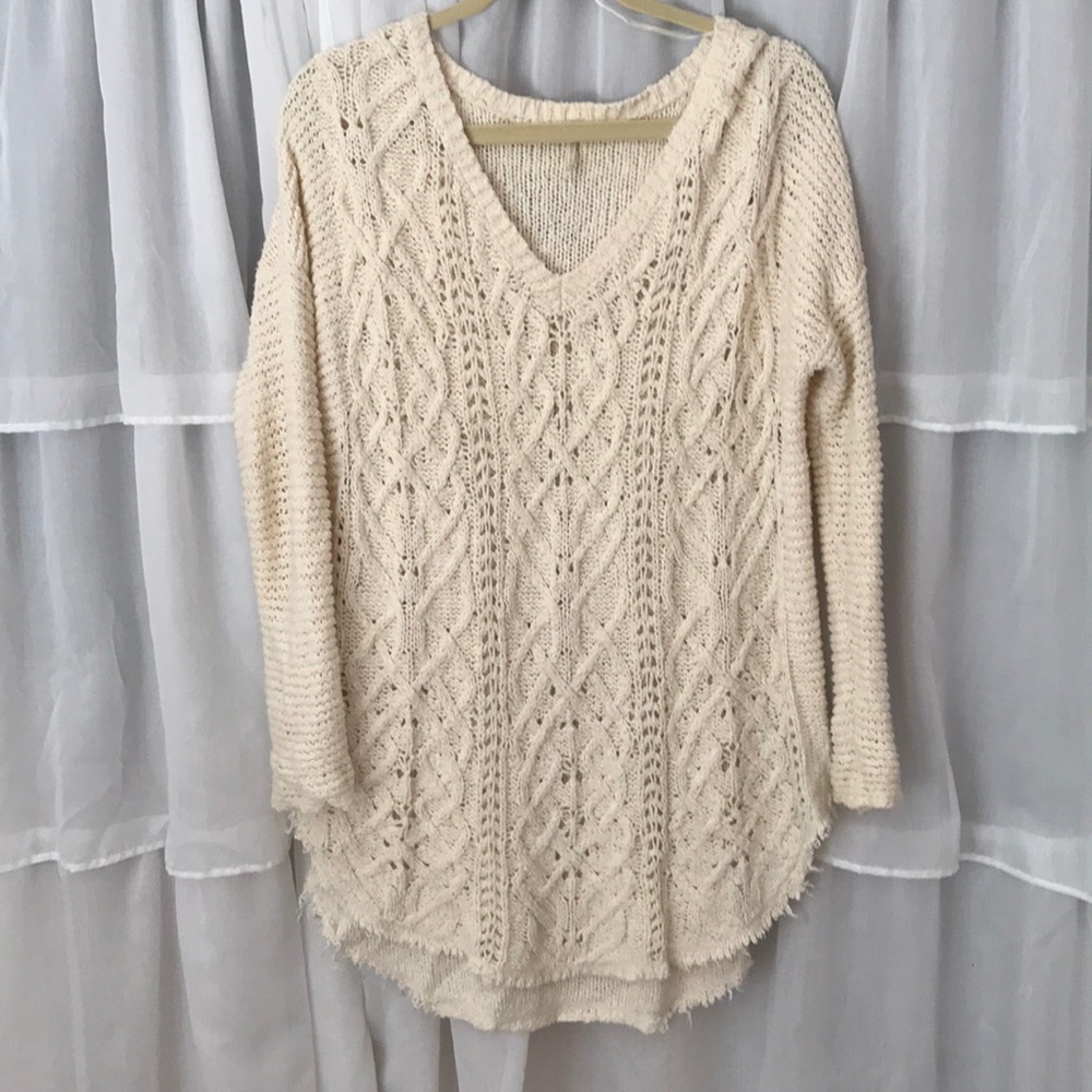 Free People Crochet Braided Knit Sweater